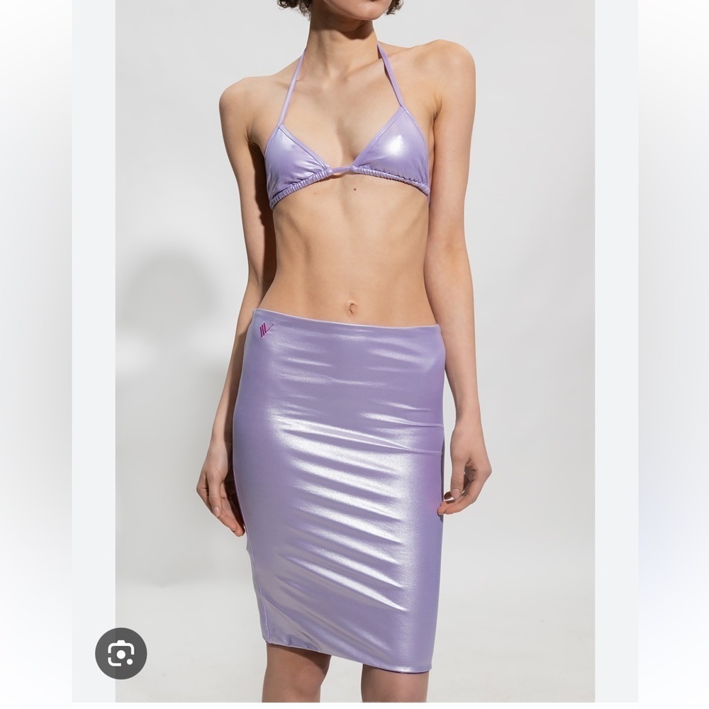 The ATTICO Metallic lavender purple swimsuit cover up low rise, mini skirt S & M